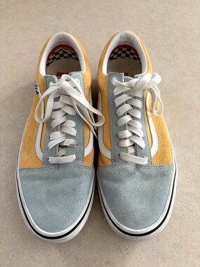 Vans Old Skool Shoes Mens Size 12 Blue Orange Skateboarding Athletic Sneakers